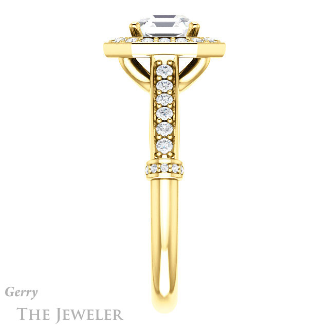 Asscher Cut Forever One Engagement Ring Setting #GTJ1219-asscher-fo-y | Gerry The Jeweler 14k Yellow Gold Asscher Cut Forever One Engagement Ring Setting #GTJ1219-asscher-fo-y
