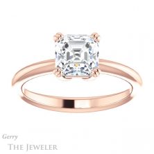 14k Rose Gold Asscher Cut Forever One Engagement Ring Setting #GTJ1220-asscher-fo-r 1 14k Rose Gold Asscher Cut Forever One Engagement Ring Setting #GTJ1220-asscher-fo-r