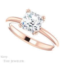 14k Rose Gold Asscher Cut Forever One Engagement Ring Setting #GTJ1220-asscher-fo-r 5 14k Rose Gold Asscher Cut Forever One Engagement Ring Setting #GTJ1220-asscher-fo-r