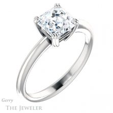 14k White Gold Asscher Cut Forever One Engagement Ring Setting #GTJ1220-asscher-fo-w