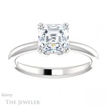 14k White Gold Asscher Cut Forever One Engagement Ring Setting #GTJ1220-asscher-fo-w