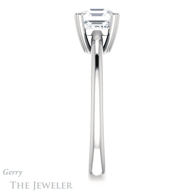 14k White Gold Asscher Cut Forever One Engagement Ring Setting #GTJ1220-asscher-fo-w