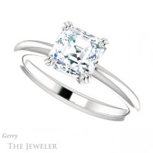 14k White Gold Asscher Cut Forever One Engagement Ring Setting #GTJ1220-asscher-fo-w