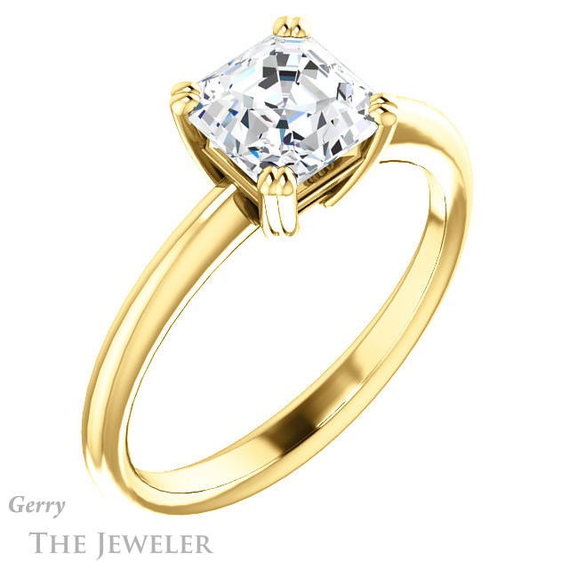 14k Yellow Gold Asscher Cut Forever One Engagement Ring Setting #GTJ1220-asscher-fo-y 4 14k Yellow Gold Asscher Cut Forever One Engagement Ring Setting #GTJ1220-asscher-fo-y