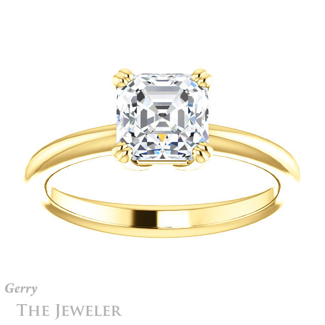 14k Yellow Gold Asscher Cut Forever One Engagement Ring Setting #GTJ1220-asscher-fo-y