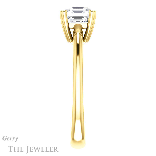 14k Yellow Gold Asscher Cut Forever One Engagement Ring Setting #GTJ1220-asscher-fo-y 3 14k Yellow Gold Asscher Cut Forever One Engagement Ring Setting #GTJ1220-asscher-fo-y