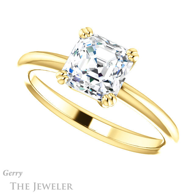 14k Yellow Gold Asscher Cut Forever One Engagement Ring Setting #GTJ1220-asscher-fo-y 5 14k Yellow Gold Asscher Cut Forever One Engagement Ring Setting #GTJ1220-asscher-fo-y