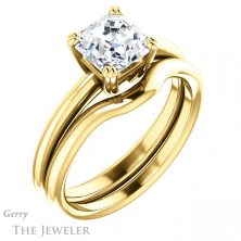 14k Yellow Gold Asscher Cut Forever One Engagement Ring Setting #GTJ1220-asscher-fo-y 6 14k Yellow Gold Asscher Cut Forever One Engagement Ring Setting #GTJ1220-asscher-fo-y