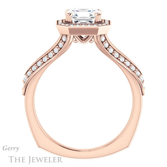 14k Rose Gold Asscher Cut Forever One Engagement Ring Setting #GTJ1221-asscher-fo-r