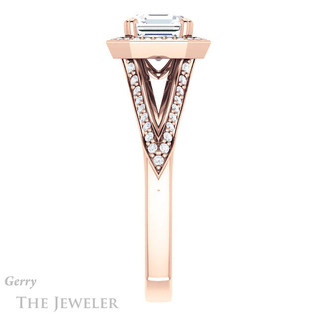 14k Rose Gold Asscher Cut Forever One Engagement Ring Setting #GTJ1221-asscher-fo-r