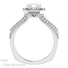 14k White Gold Asscher Cut Forever One Engagement Ring Setting #GTJ1221-asscher-fo-w