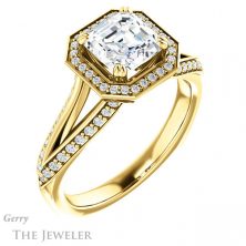 14k Yellow Gold Asscher Cut Forever One Engagement Ring Setting #GTJ1221-asscher-fo-y