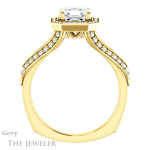 14k Yellow Gold Asscher Cut Forever One Engagement Ring Setting #GTJ1221-asscher-fo-y