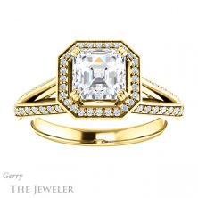 14k Yellow Gold Asscher Cut Forever One Engagement Ring Setting #GTJ1221-asscher-fo-y