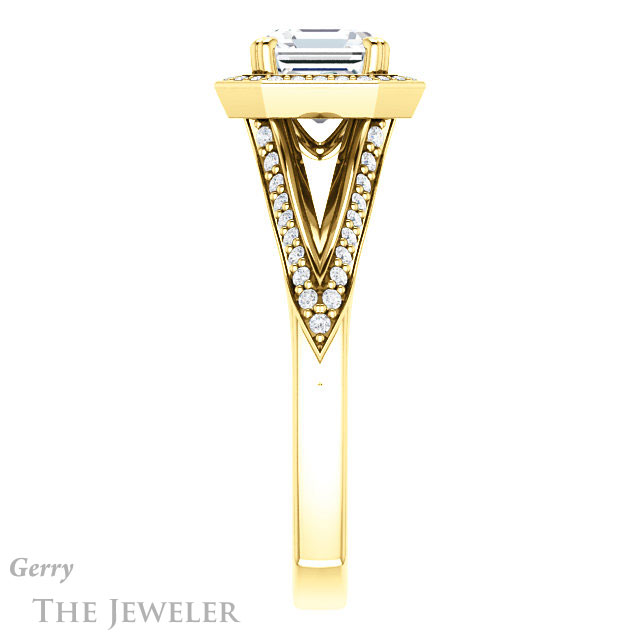 14k Yellow Gold Asscher Cut Forever One Engagement Ring Setting #GTJ1221-asscher-fo-y