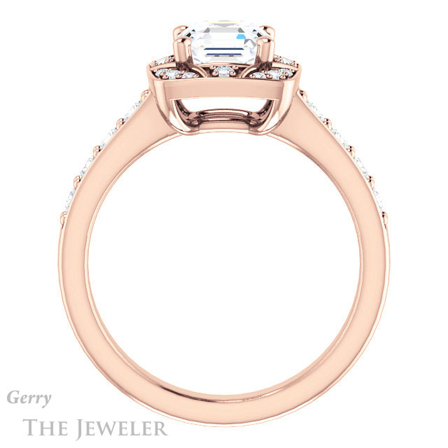14k Rose Gold Asscher Cut Forever One Engagement Ring Setting #GTJ1222-asscher-fo-r