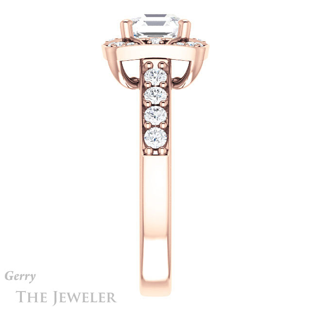 14k Rose Gold Asscher Cut Forever One Engagement Ring Setting #GTJ1222-asscher-fo-r