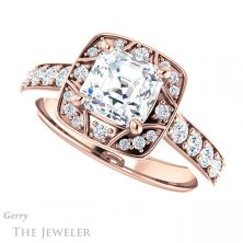 14k Rose Gold Asscher Cut Forever One Engagement Ring Setting #GTJ1222-asscher-fo-r