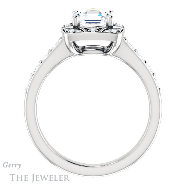 14k White Gold Asscher Cut Forever One Engagement Ring Setting #GTJ1222-asscher-fo-w