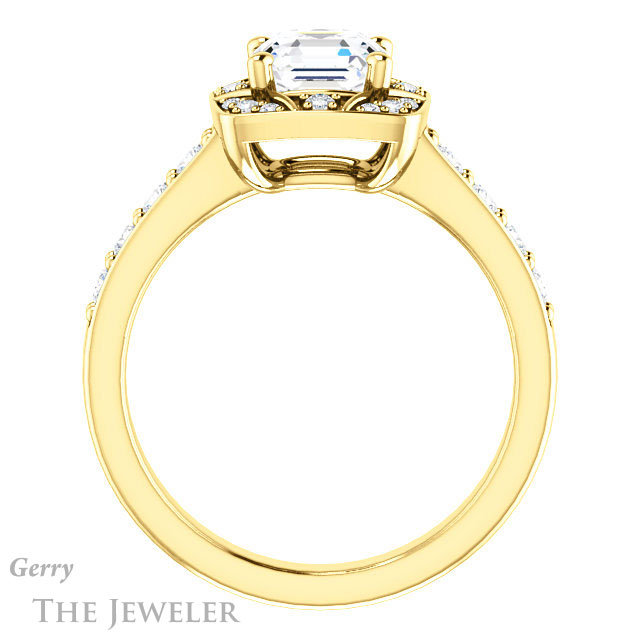 14k Yellow Gold Asscher Cut Forever One Engagement Ring Setting #GTJ1222-asscher-fo-y