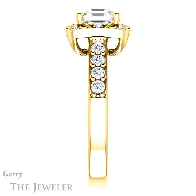 14k Yellow Gold Asscher Cut Forever One Engagement Ring Setting #GTJ1222-asscher-fo-y