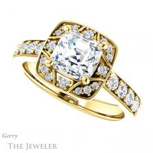 14k Yellow Gold Asscher Cut Forever One Engagement Ring Setting #GTJ1222-asscher-fo-y