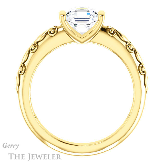 Asscher Cut Forever One Engagement Ring Setting #GTJ1223-asscher-fo-y | Gerry The Jeweler 14k Yellow Gold Asscher Cut Forever One Engagement Ring Setting #GTJ1223-asscher-fo-y
