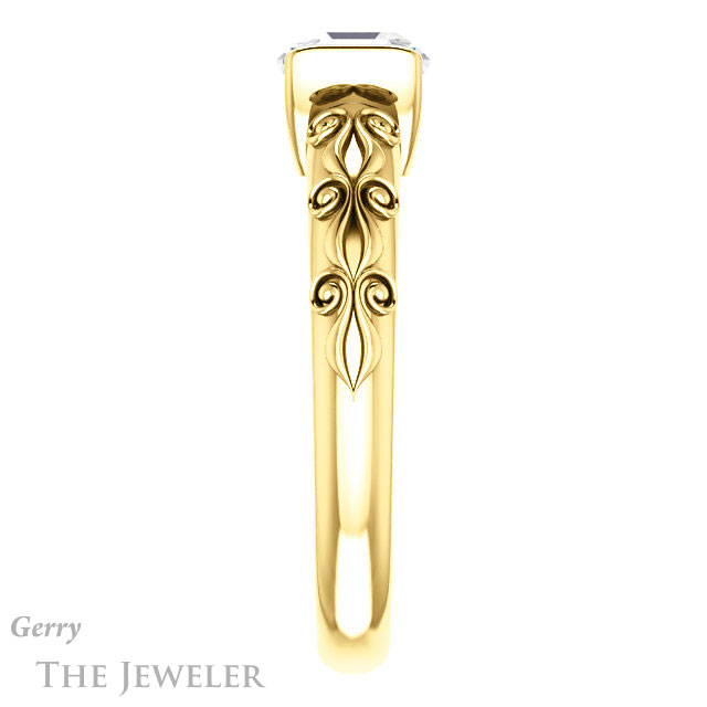 Asscher Cut Forever One Engagement Ring Setting #GTJ1223-asscher-fo-y | Gerry The Jeweler 14k Yellow Gold Asscher Cut Forever One Engagement Ring Setting #GTJ1223-asscher-fo-y