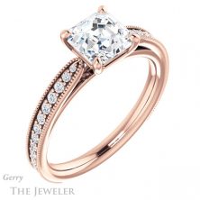 14k Rose Gold Asscher Cut Forever One Engagement Ring Setting #GTJ1224-asscher-fo-r
