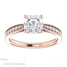 14k Rose Gold Asscher Cut Forever One Engagement Ring Setting #GTJ1224-asscher-fo-r