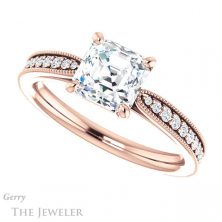 14k Rose Gold Asscher Cut Forever One Engagement Ring Setting #GTJ1224-asscher-fo-r