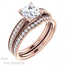 14k Rose Gold Asscher Cut Forever One Engagement Ring Setting #GTJ1224-asscher-fo-r