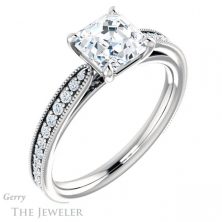 14k White Gold Asscher Cut Forever One Engagement Ring Setting #GTJ1224-asscher-fo-w 4 14k White Gold Asscher Cut Forever One Engagement Ring Setting #GTJ1224-asscher-fo-w