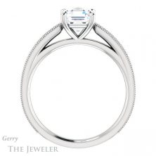 14k White Gold Asscher Cut Forever One Engagement Ring Setting #GTJ1224-asscher-fo-w 2 14k White Gold Asscher Cut Forever One Engagement Ring Setting #GTJ1224-asscher-fo-w
