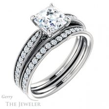 14k White Gold Asscher Cut Forever One Engagement Ring Setting #GTJ1224-asscher-fo-w 6 14k White Gold Asscher Cut Forever One Engagement Ring Setting #GTJ1224-asscher-fo-w