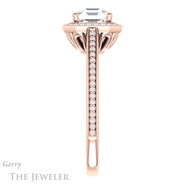 14k Rose Gold Asscher Cut Forever One Engagement Ring Setting #GTJ1225-asscher-fo-r