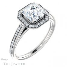 14k White Gold Asscher Cut Forever One Engagement Ring Setting #GTJ1225-asscher-fo-w 4 14k White Gold Asscher Cut Forever One Engagement Ring Setting #GTJ1225-asscher-fo-w