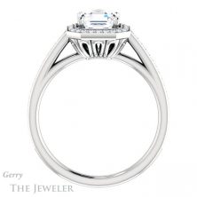 14k White Gold Asscher Cut Forever One Engagement Ring Setting #GTJ1225-asscher-fo-w 2 14k White Gold Asscher Cut Forever One Engagement Ring Setting #GTJ1225-asscher-fo-w