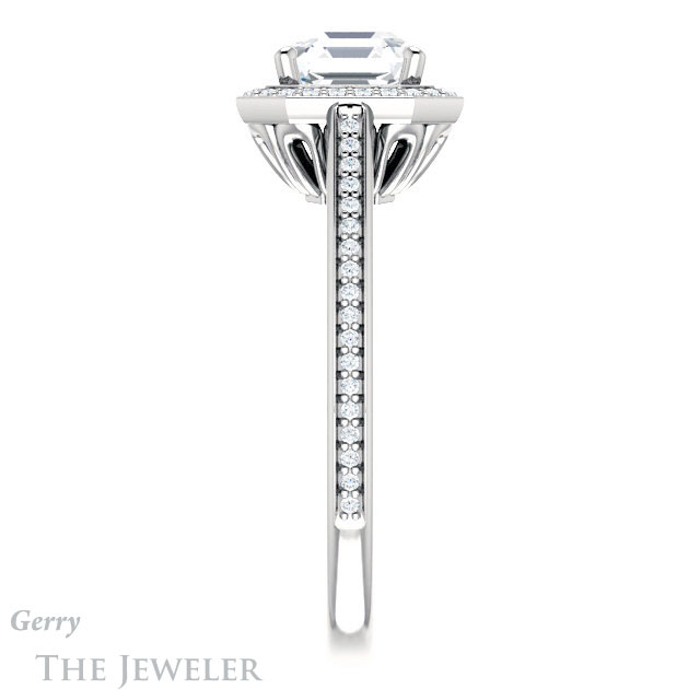 14k White Gold Asscher Cut Forever One Engagement Ring Setting #GTJ1225-asscher-fo-w 3 14k White Gold Asscher Cut Forever One Engagement Ring Setting #GTJ1225-asscher-fo-w