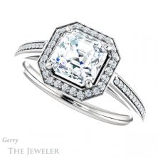 14k White Gold Asscher Cut Forever One Engagement Ring Setting #GTJ1225-asscher-fo-w 5 14k White Gold Asscher Cut Forever One Engagement Ring Setting #GTJ1225-asscher-fo-w