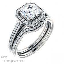 14k White Gold Asscher Cut Forever One Engagement Ring Setting #GTJ1225-asscher-fo-w 6 14k White Gold Asscher Cut Forever One Engagement Ring Setting #GTJ1225-asscher-fo-w