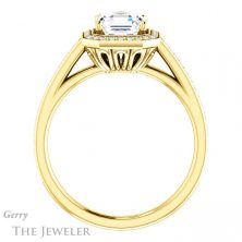 14k Yellow Gold Asscher Cut Forever One Engagement Ring Setting #GTJ1225-asscher-fo-y 2 14k Yellow Gold Asscher Cut Forever One Engagement Ring Setting #GTJ1225-asscher-fo-y