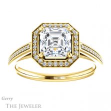 14k Yellow Gold Asscher Cut Forever One Engagement Ring Setting #GTJ1225-asscher-fo-y 1 14k Yellow Gold Asscher Cut Forever One Engagement Ring Setting #GTJ1225-asscher-fo-y