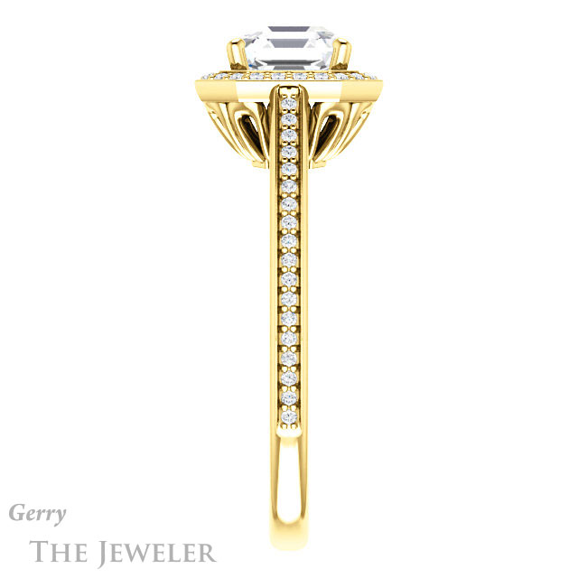 14k Yellow Gold Asscher Cut Forever One Engagement Ring Setting #GTJ1225-asscher-fo-y 3 14k Yellow Gold Asscher Cut Forever One Engagement Ring Setting #GTJ1225-asscher-fo-y