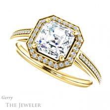 14k Yellow Gold Asscher Cut Forever One Engagement Ring Setting #GTJ1225-asscher-fo-y 5 14k Yellow Gold Asscher Cut Forever One Engagement Ring Setting #GTJ1225-asscher-fo-y