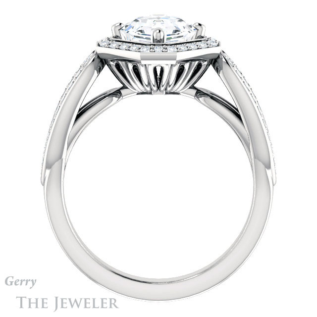 Asscher Cut Forever One Engagement Ring Setting #GTJ1226-asscher-fo-w | Gerry The Jeweler 14k White Gold Asscher Cut Forever One Engagement Ring Setting #GTJ1226-asscher-fo-w
