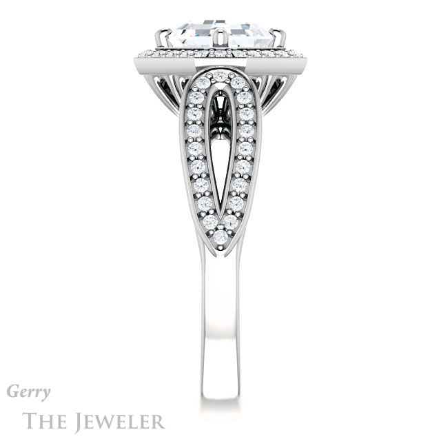 Asscher Cut Forever One Engagement Ring Setting #GTJ1226-asscher-fo-w | Gerry The Jeweler 14k White Gold Asscher Cut Forever One Engagement Ring Setting #GTJ1226-asscher-fo-w