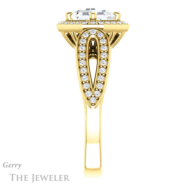 Asscher Cut Forever One Engagement Ring Setting #GTJ1226-asscher-fo-y | Gerry The Jeweler 14k Yellow Gold Asscher Cut Forever One Engagement Ring Setting #GTJ1226-asscher-fo-y