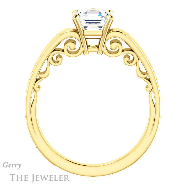 Asscher Cut Forever One Engagement Ring Setting #GTJ1227-asscher-fo-y | Gerry The Jeweler 14k Yellow Gold Asscher Cut Forever One Engagement Ring Setting #GTJ1227-asscher-fo-y