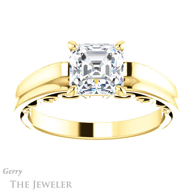 Asscher Cut Forever One Engagement Ring Setting #GTJ1227-asscher-fo-y | Gerry The Jeweler 14k Yellow Gold Asscher Cut Forever One Engagement Ring Setting #GTJ1227-asscher-fo-y